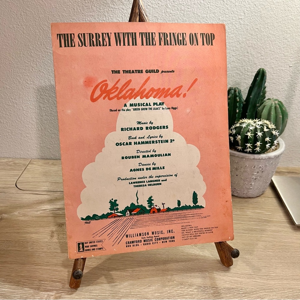 Vintage 1943 The Surrey With the Fringe on Top Sheet Music OKLAHOMA